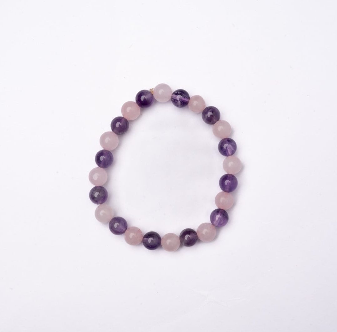 Amethyst + Rose Quartz Combination Bracelet