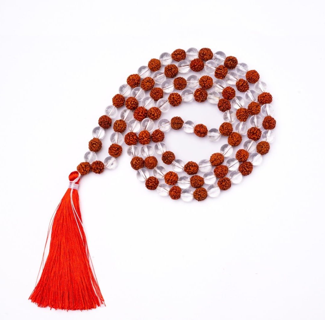 Rudraksh + sphatik Crystal Mala